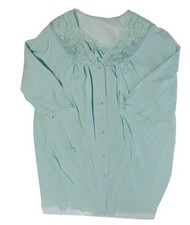 Vintage Shadowline Green Size Medium Nightgown Womens Short Sleeve Nylon Gown