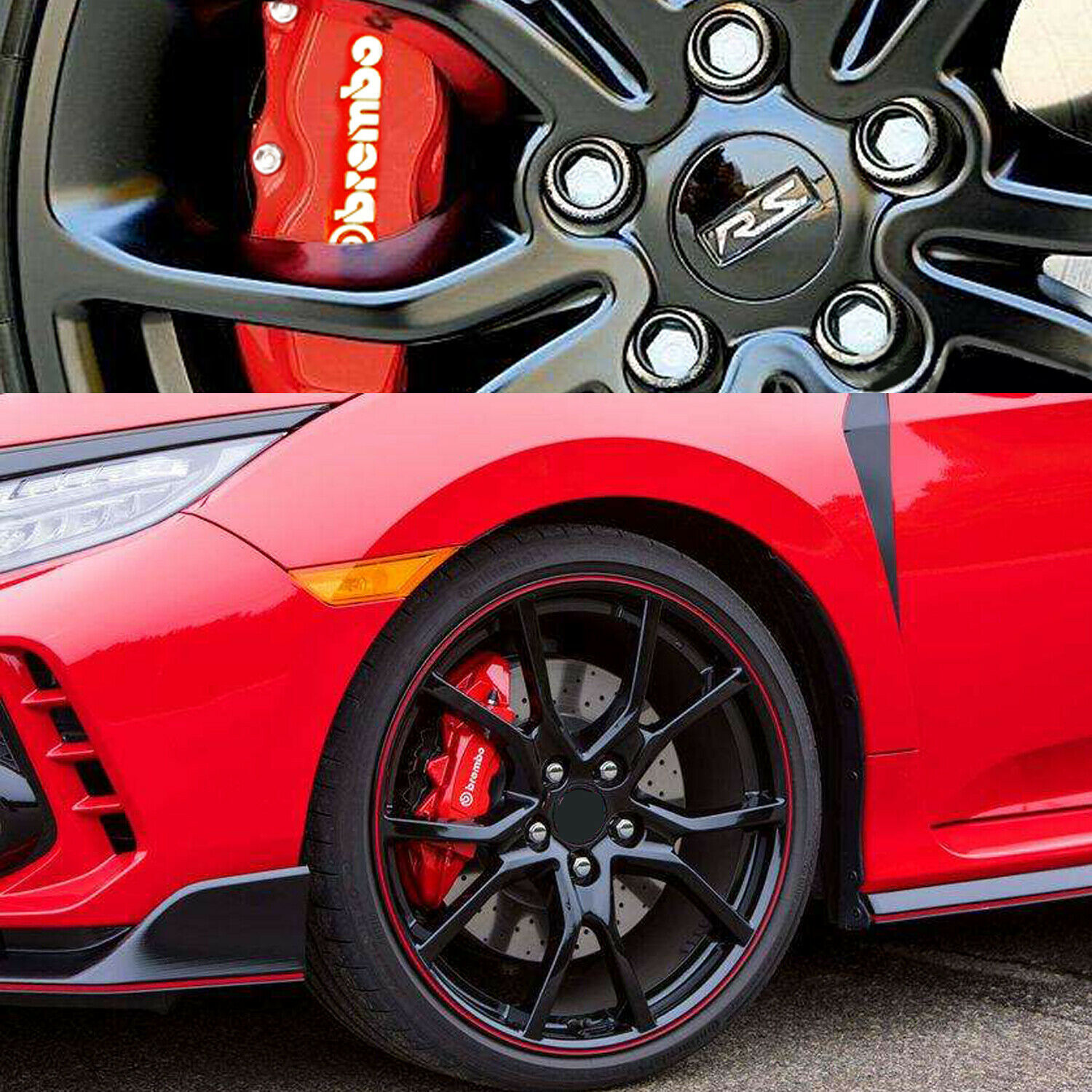 4PCS Red Car Universal Disc Brake Caliper Covers Front+Rear Car Brake Accessorie