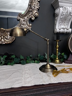 Vintage Solid Brass Articulating Arm Desk Table Lamp (Unused, but see pics)