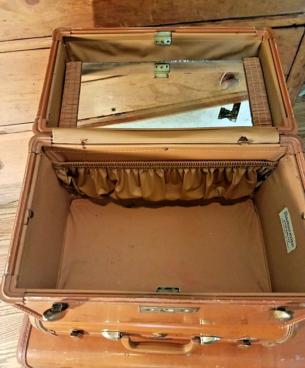 Vintage 1940's 3-piece Samsonite Brown Hard Shell Luggage Set