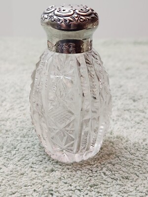 ANTIQUE WILCOX WAGNER STERLING SILVER MOUNTED CUT CRYSTAL SALT SHAKER 12/25/1899