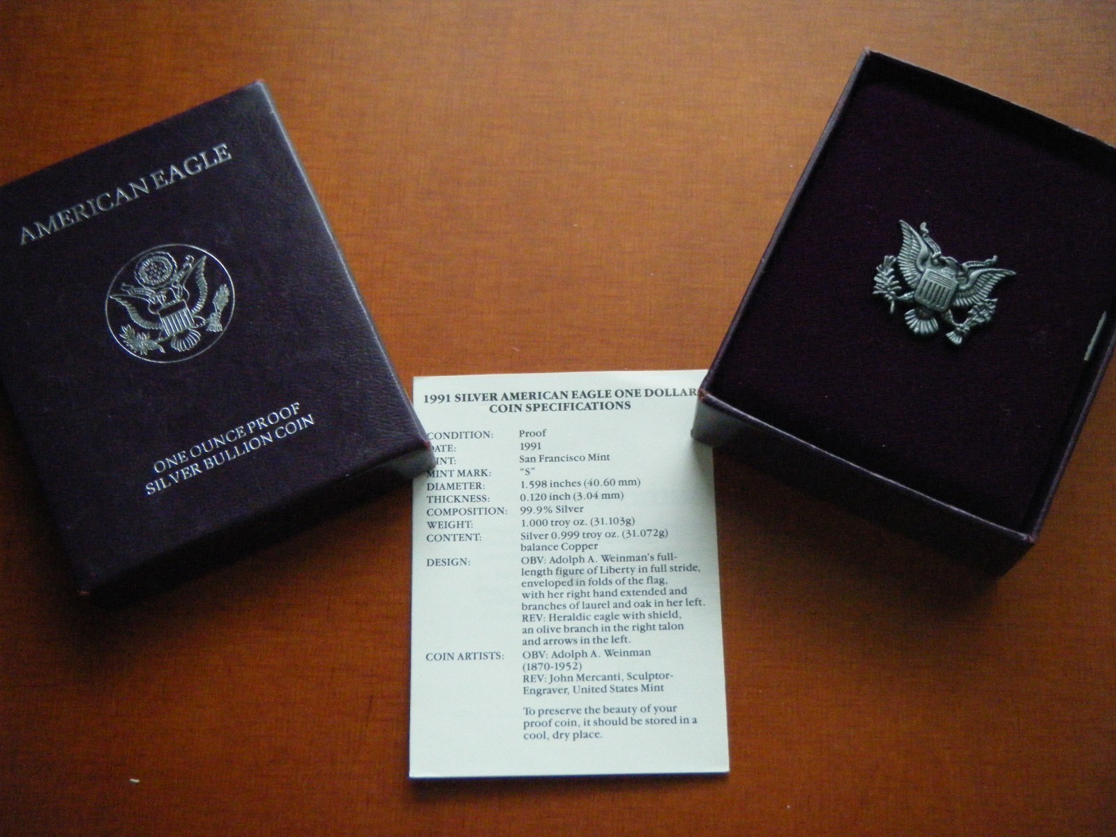 NO COIN: 1991 S PROOF SILVER EAGLE BOX/COA OGP ONLY BUY 2 GET 3RD FREE!