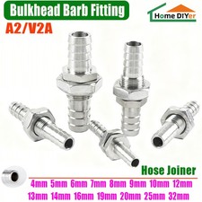 Bulkhead Barb Fitting Stainless Barbed Hose Tail Connector Tube Coupler Adapter