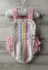 Vintage Stone Apparel Pastel Ribbon Ruffle Sunsuit Romper Baby Girl 18 Months