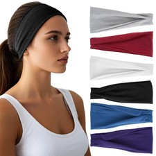 Headbands for Women - 6 Pack Wide Elastic Hairbands  Ultra-Soft Moisture Wic...