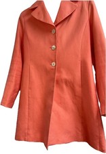 Ann Taylor Coral Peach Button Front Lined Dress Coat Jacket Size 6
