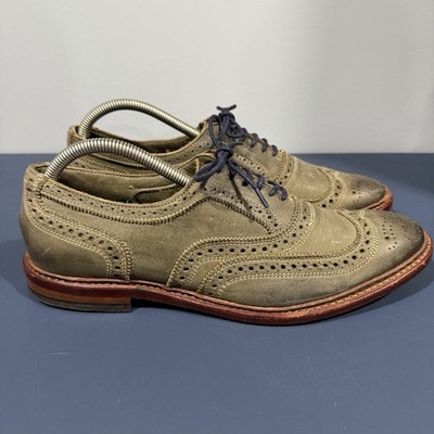 Allen Edmonds Neumok Green Nubuck Wingtip Oxford Dress Shoes Men's