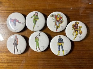 7 Vintage 1984 Marvel X-men Mile High Button Pins Series A #3-9 SKU#38583
