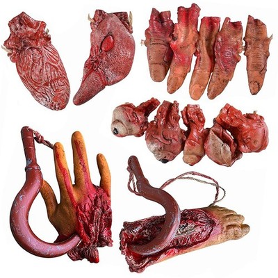 Halloween Blood Props Fake Scary Severed Hand Broken Body Parts Fake...