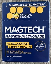 (New) Natural Stacks Magtech Magnesium Lemonade For Relaxation 20 sticks (12 oz)