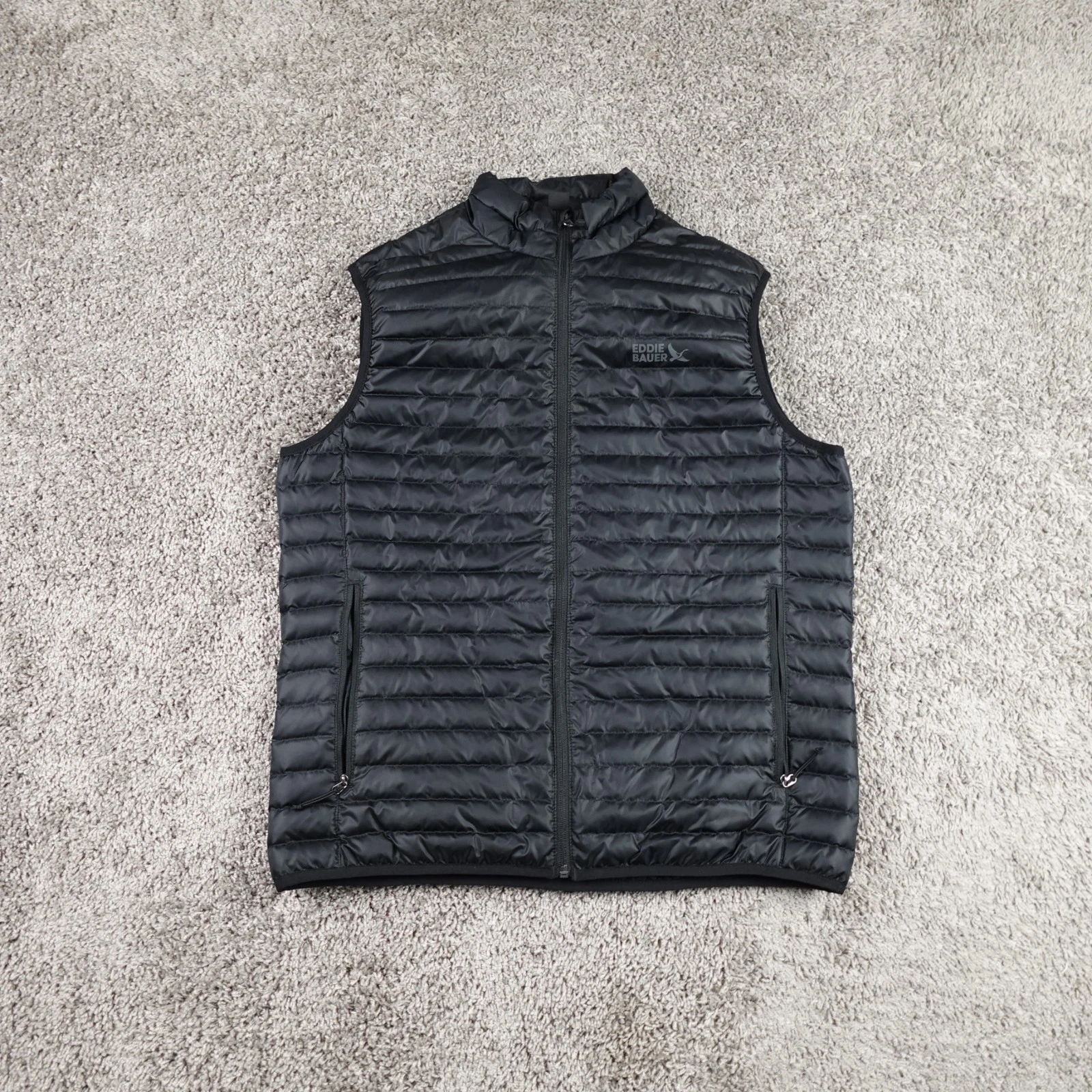 Eddie Bauer Cirruslite Down Vest 650 Mens Medium Black Zip Up Lightweight Puffer image 1