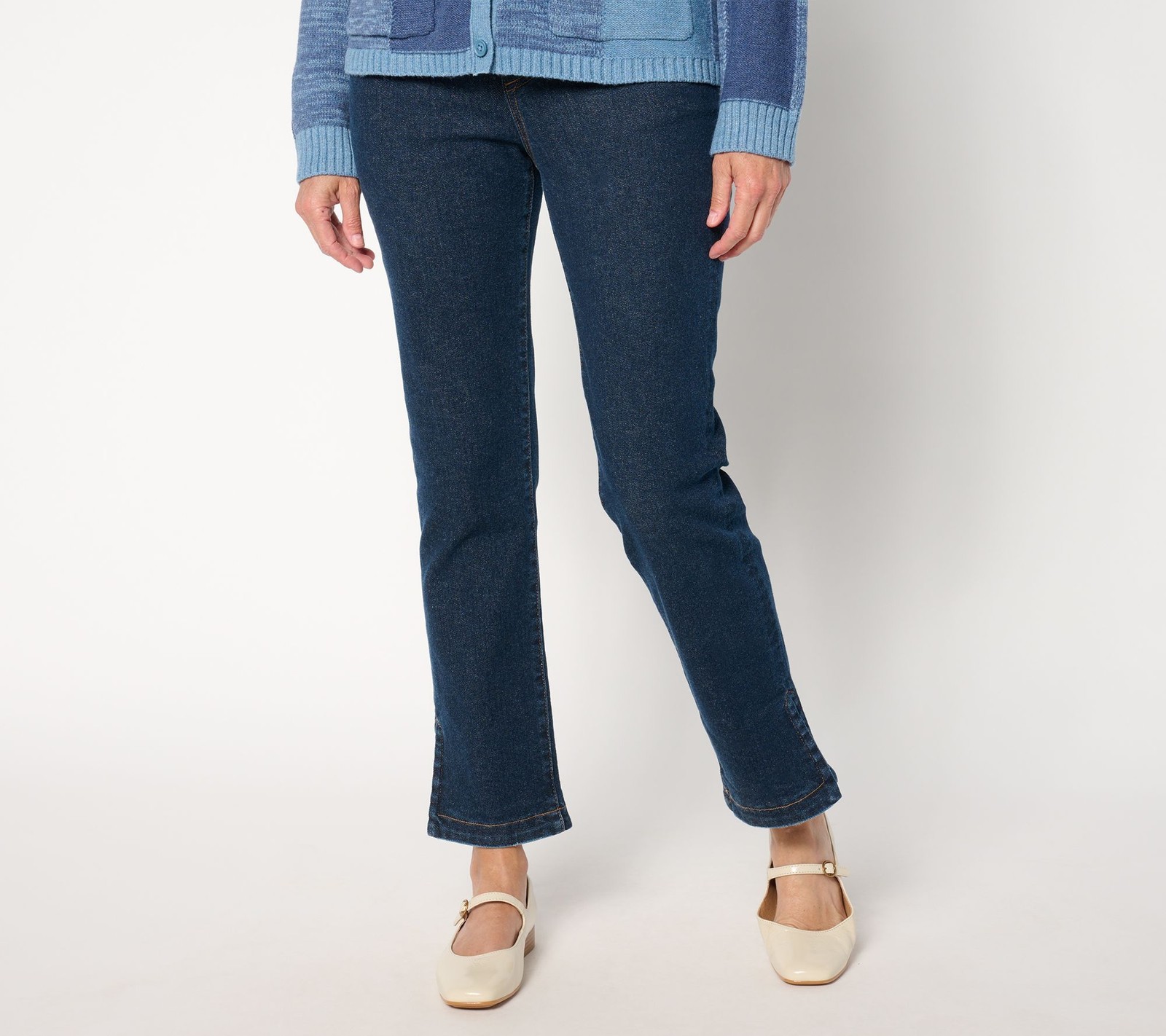 Fashion Women's Pants Sz XL Regular Pull-On Ankle Length Denim Blue A658920