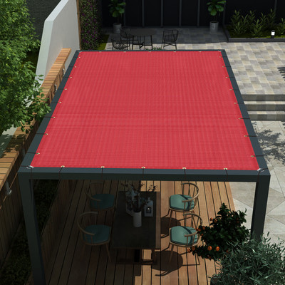 2'-7'(W) Red Sun Shade Sail Straight Edge UV Block Garden Canopy Awning Cover