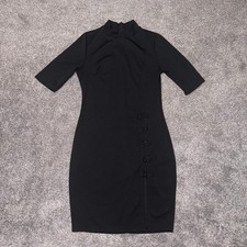 Fashion Nova Womens Black Kiko Mandarin Collar High-Side Slit Dress - Size Large