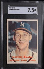Topps 1957 Warren Spahn #90 SGC 7.5 Milwaukee Braves Baseball Card