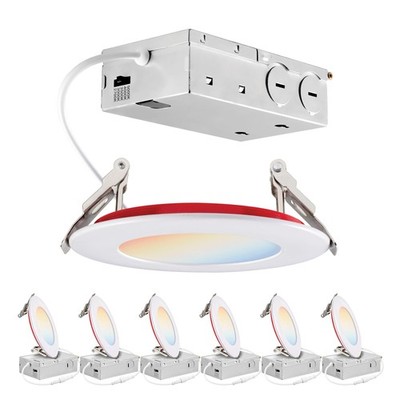 PARMIDA 6 Pack 4 Inch 2HR Fire Rated LED Recessed Light, ETL, 5 Color Selecta...