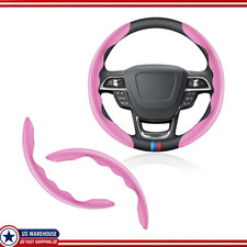 Carbon Fiber Steering Wheel Cover Segmented Anti-skid Protector Unicolor Pink