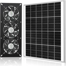 Solar 3 Fan Kit, 25W Waterproofed Solar Powered Fans for Outdoor Chicken Coop, G