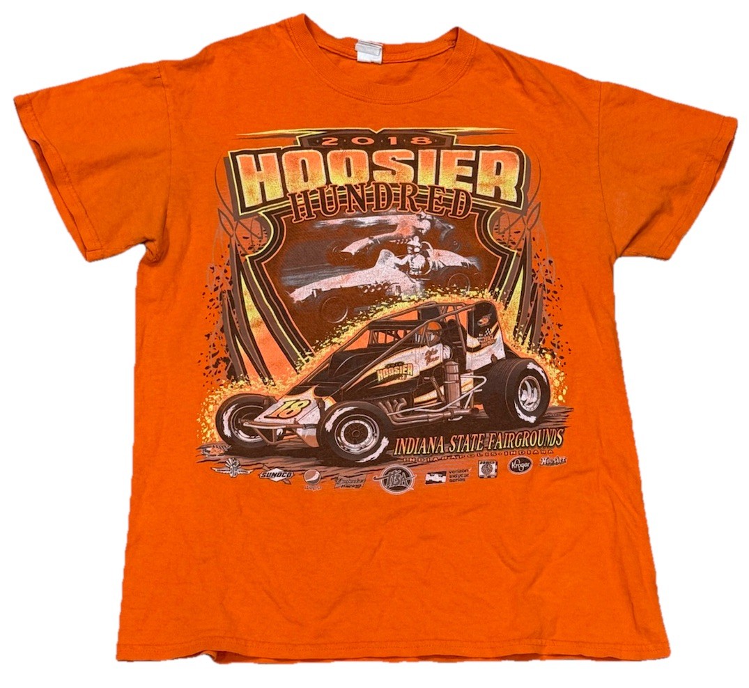 Hoosier 100 Indiana State Fairgrounds Tee Shirt Men’s Size Medium Racing 2018