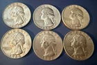 Lot of 6 Silver Washington Quarters – 90% Silver – Pre-1965 - $1.50 Face Value