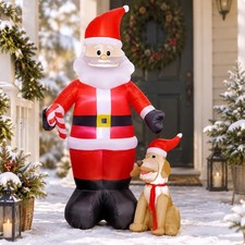 Santa and Dog Inflatable with Built-in Lights 1.5m Polyester Christmas