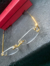 Vintage CARTIER C Decor 53mm Gold Rimless Glasses Eyeglasses