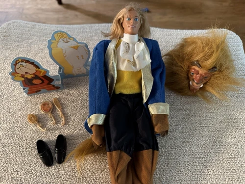 Disney Beauty And The Beast Barbie Ken Doll 12" Prince Adam Figure Vintage 1990s