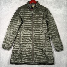 Eddie Bauer Travex Coat Womens M Green EB700 Down Puffer Quilted Full Zip