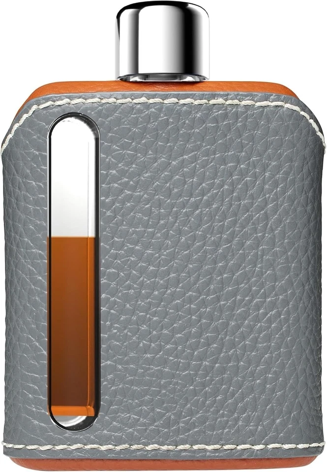 Frasco de vidro moderno quadril - Frasco coberto de couro durável para uísque, bebidas espirituosas, ... - Imagem 2 de 4