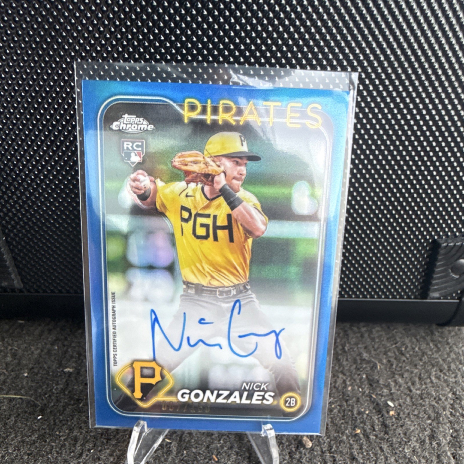 Topps 2024 Chrome Blue Refractor Rookie Auto Nick Gonzales Pirates #RA-NG /150