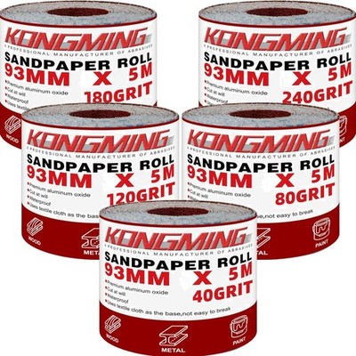 Schleifpapier Rolle Set 93mm x 5m Körnung 40 80 120 180 240 Holz Metall