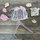 Vintage BARBIE doll Nighty Negligee Sheer Underwear Sets Pink Floral Nightgown