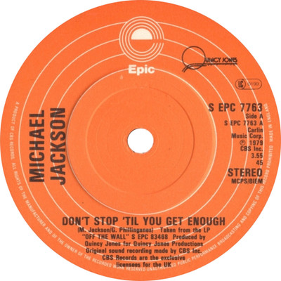 Michael Jackson    Don't Stop 'Til You Get 7'' Vinyl Soul Funk Disco 1979 NMint