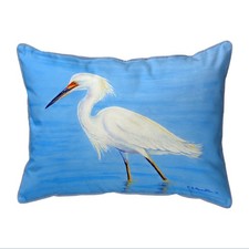 Betsy Drake Stalking Snowy Egret Extra Large Corded Indoor Outdoor Pillow 20x24