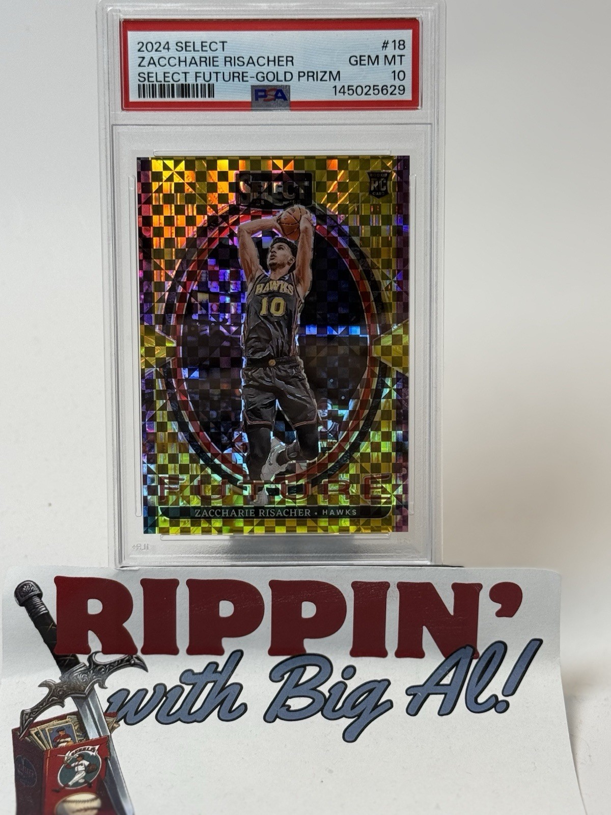 2024 Select Zaccharie Risacher #18 Future Gold Prizm /10 PSA 10