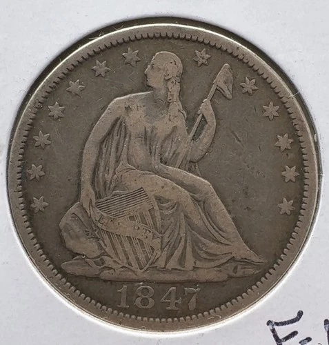 1847-O ~ Seated Liberty 50c ~ CH F/VF ~ Great Antique Tone & Patina ~ Sharp Coin