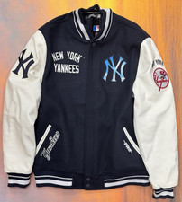 New York Yankees Pro Standard Wool Varsity Jacket - Cloud Logo Patch - Navy Blue