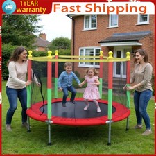 140CM Kid Trampoline With Safety Net Enclosure Children Outdoor Garden Fun Toy