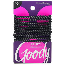 Goody Ouchless No Slip Hair Ties, 10 Ct, Black, 4MM Rubber Bands, Slideproof, Pa