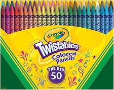 Twistables Colored Pencil Set 50Ct , No Sharpen Colored Pencils for Kids, Kids