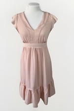 J. Crew Blush Pink Midi Dress Flutter Sleeve Size 0 Ruffle Feminine Coquette