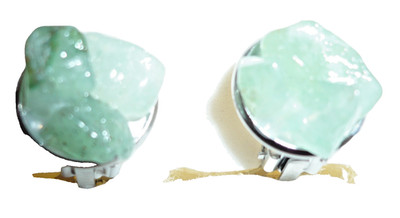 Edelstein Ohr Clips Jade grün Edelstahl silber Ohrclips ModeSchmuck Ohrringe