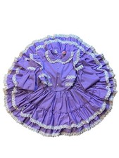 Vintage Child Girl Miss Quality Lace Ruffle Party Dress Full CIrcle Purple Sz 5