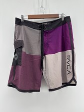 RVCA ANP Board Shorts Mens Purple Colorblock Drawstring Performance Stretch 32