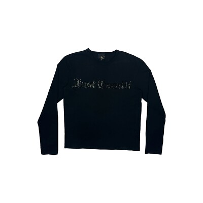 00's Just Cavalli Logo T-Shirt schwarz langarm Herren groß Roberto Cavalli