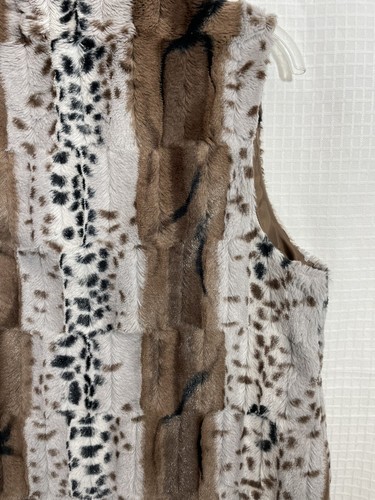 Multiples Womens Brown Animal Print Faux Fur Multi Winter Vest Size PM - Picture 5 of 17