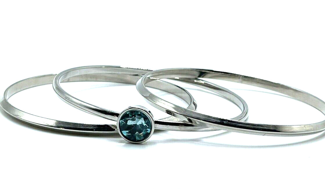 Silver Stacking Bracelets Blue Topaz Crystal Zodi… - image 7