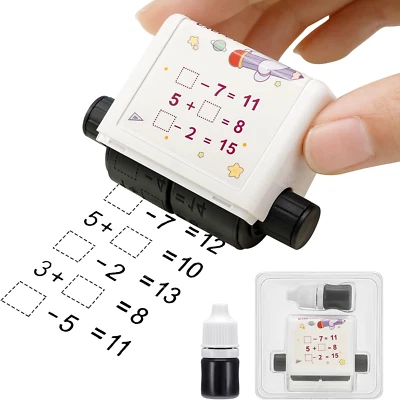 HEYU-LOTUS Roller Digitaler Lehrstempel 1–20/100 Mathe Rollstempel, Mathe Stempel Roller Wi