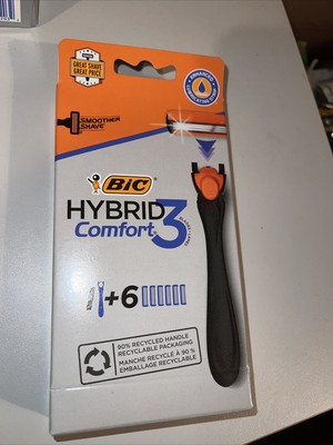 Hybrid Comfort 3 Men's Disposable Razor,3 Blades,6 Cartridges and 1 Handl