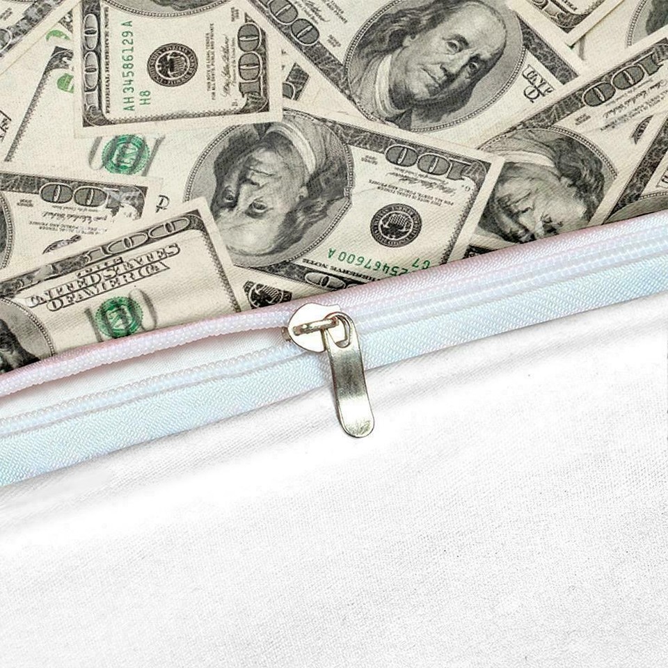 3D Hundred Dollar Bill Money Duvet Cover Queen Bed Comforter Cover